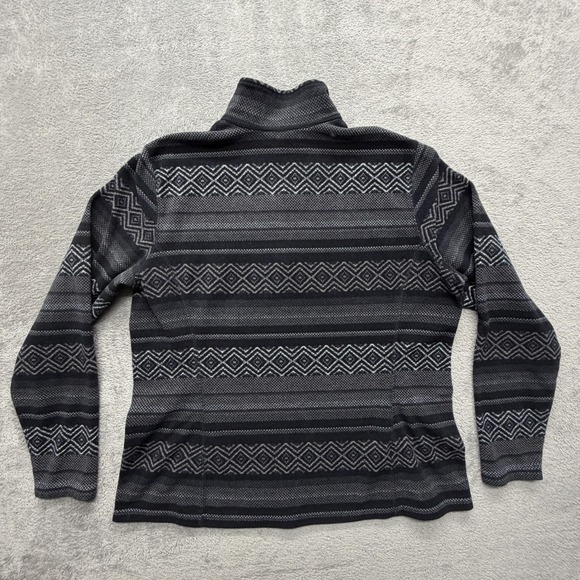 Eddie Bauer Sweater Womens Large Gray Fleece 1/4 Zip Mock Neck Fair Isle - Picture 6 of 6